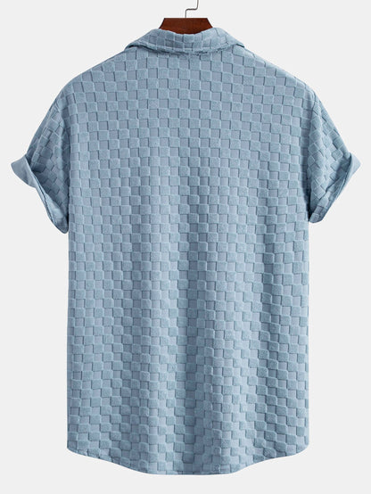 Checkerboard Terry Cloth Shirt and Shorts Set