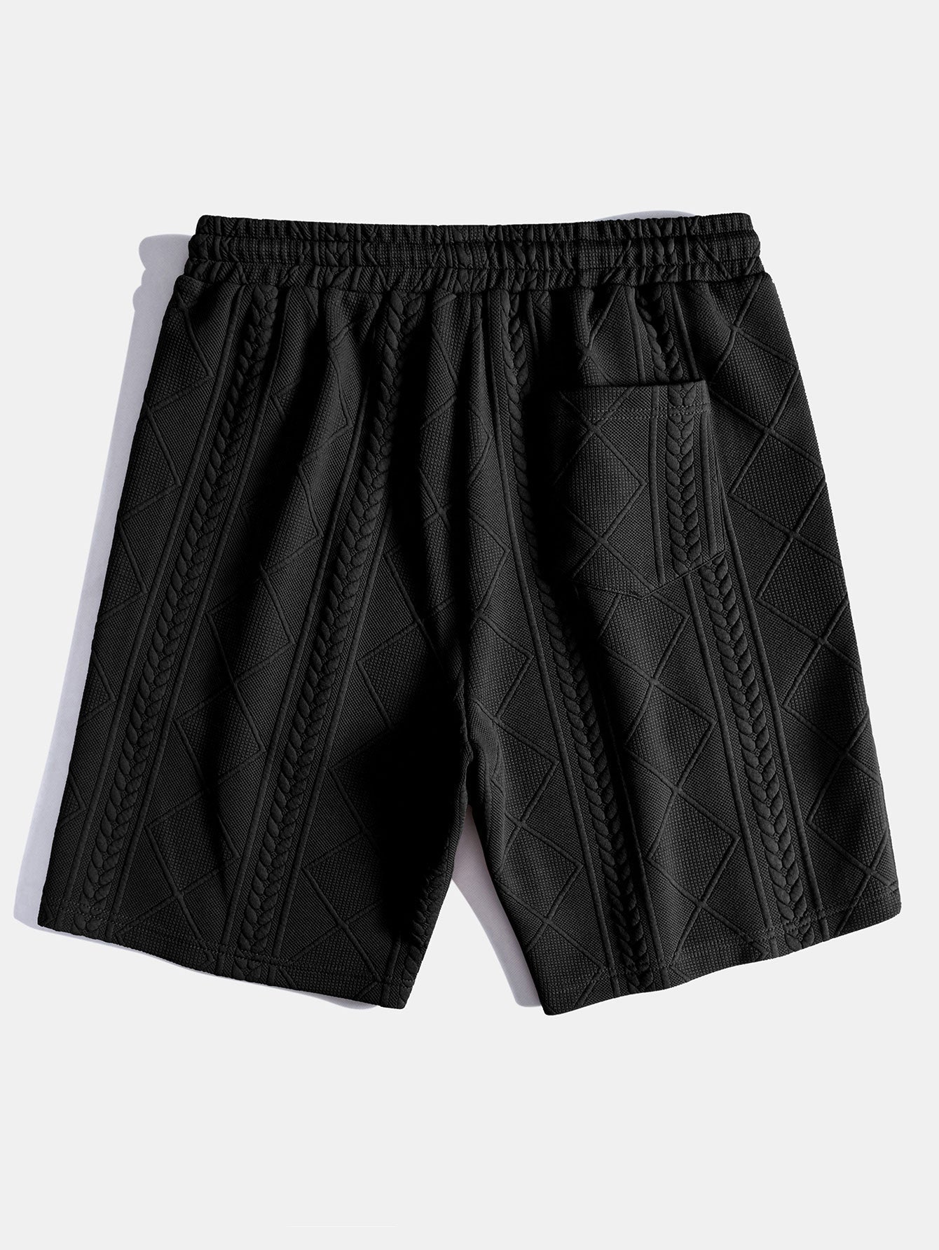 Geometric Jacquard Short Sleeve T-Shirt with Arc Hem & Matching Shorts