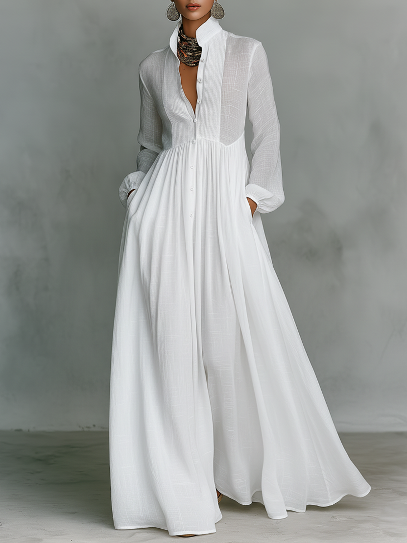 Liverno Clarissa | Elegancka Sukienka Maxi z Bawełny i Lnu
