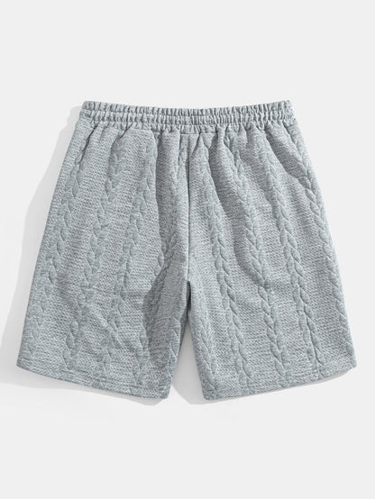 Comfortable Mid-Length Sleeve Twist Jacquard Tee & Shorts Set