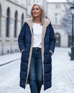 Cajsa – Vadderad vinterkappa med sherpafor