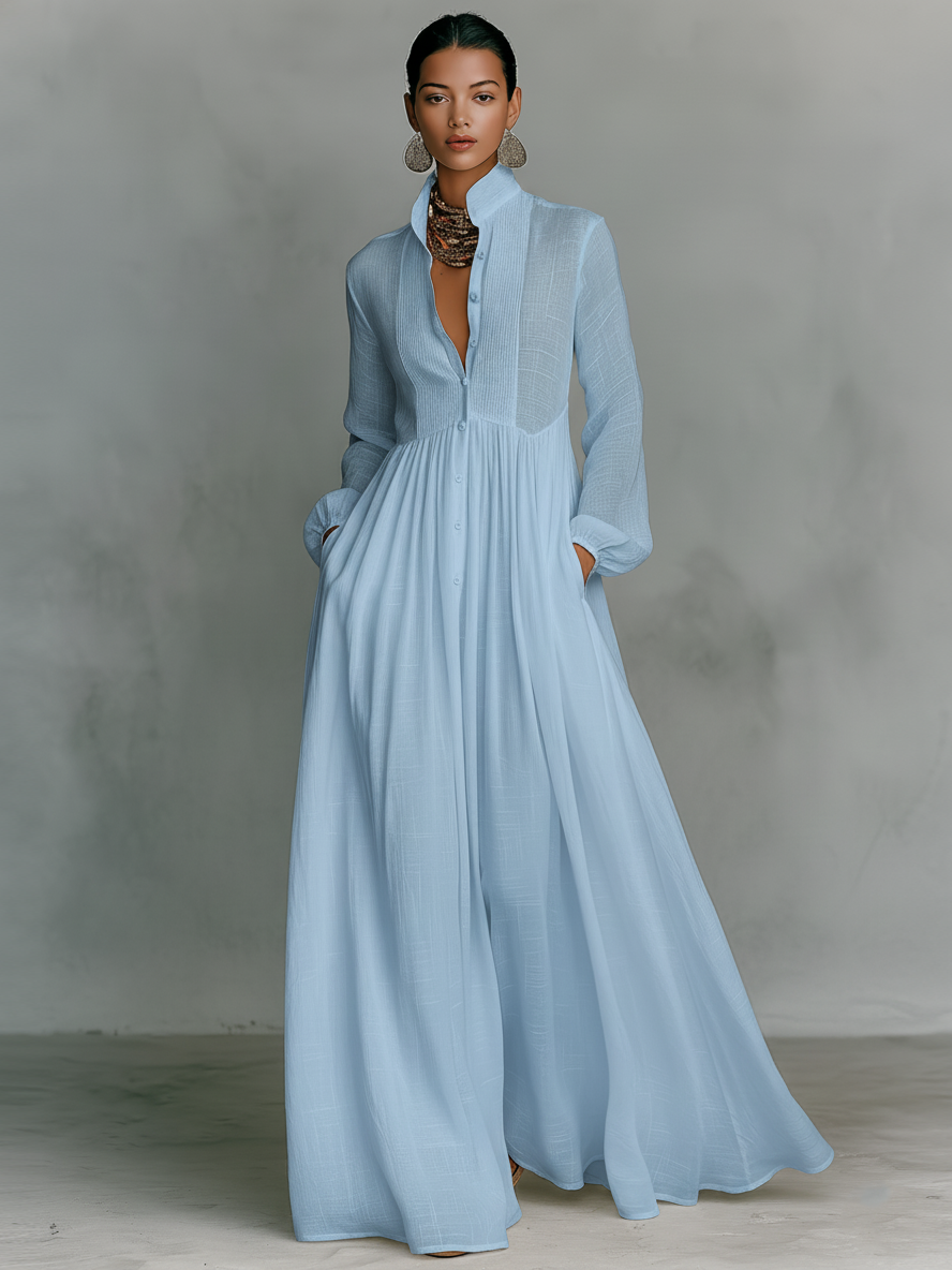 Liverno Clarissa | Elegancka Sukienka Maxi z Bawełny i Lnu