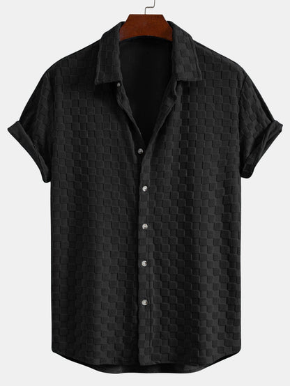 Checkerboard Terry Cloth Shirt and Shorts Set