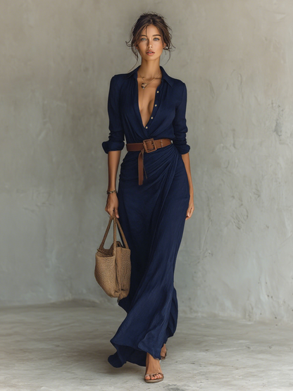 Liverno Arabella | Elegancka Sukienka Maxi Koszulowa