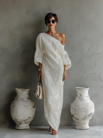 Liverno Victoria | Elegancka Sukienka Maxi z Odkrytym Ramieniem