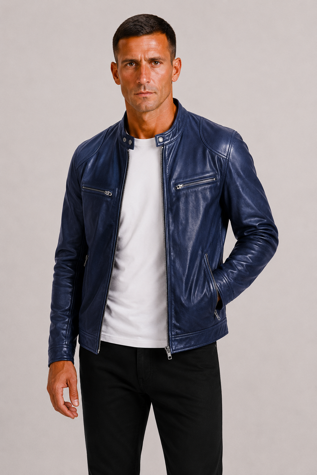 Lunelle | Heren Leren Bikerjack Stoere Tijdloze Stijl