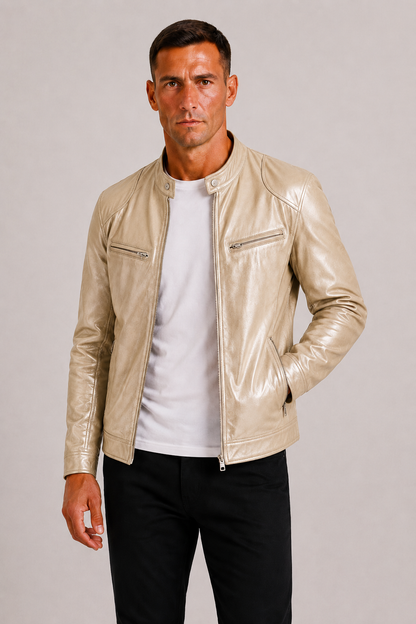 Lunelle | Heren Leren Bikerjack Stoere Tijdloze Stijl