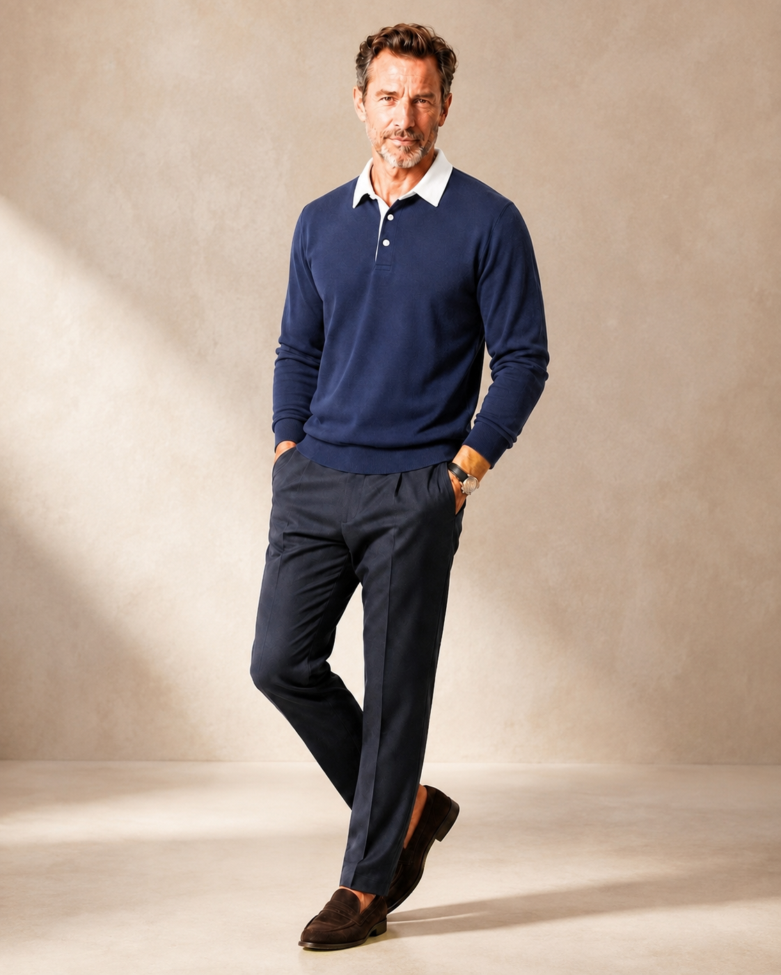 Liverno Maleko | Elegancka Polo Męska z Kontrastowym Kołnierzykiem