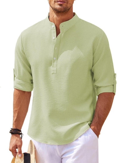 KORA – TEXTURED HENLEY COLLAR WAFFLE SHIRT