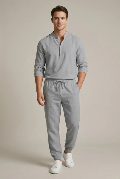 Heren Linnenmix Zomerset met Overhemd en Joggingbroek