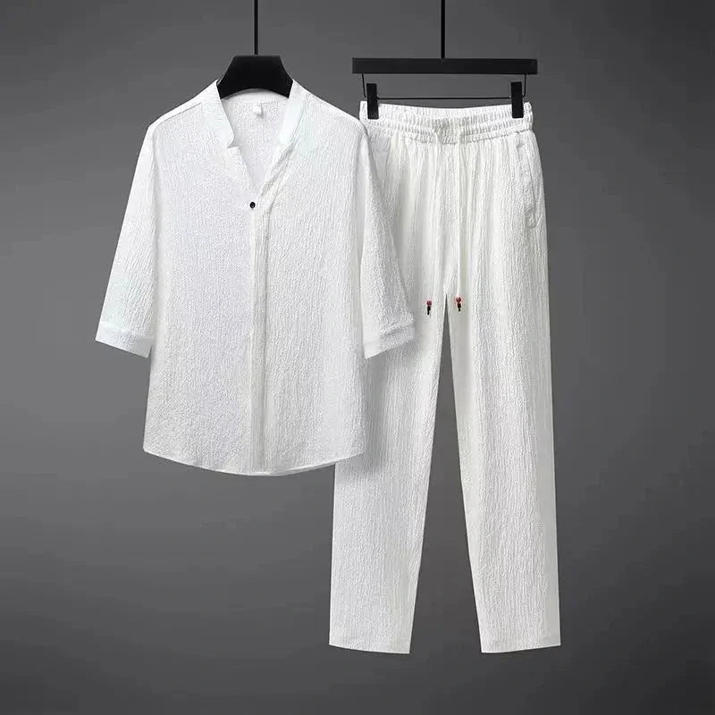 Heren Zomerset met V-hals Shirt en Rechte Broek