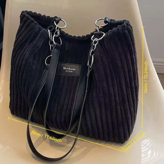 Liverno™ Onyx | Duża Torba Tote ze Sztruksu