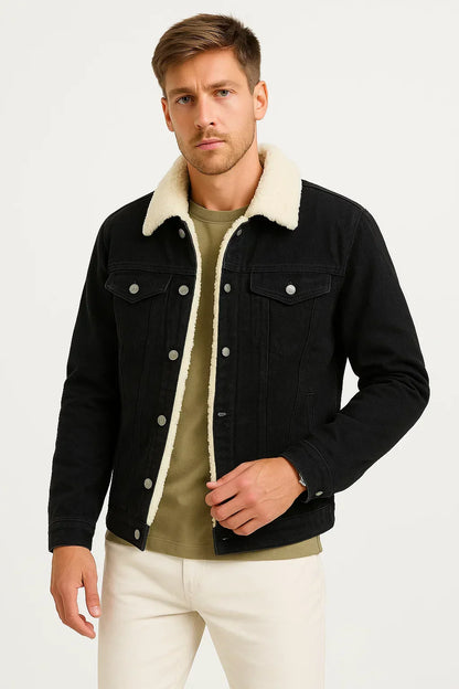 Lunelle | Heren Fleece Jacket Denim Verdikt Winter Losse Pasvorm
