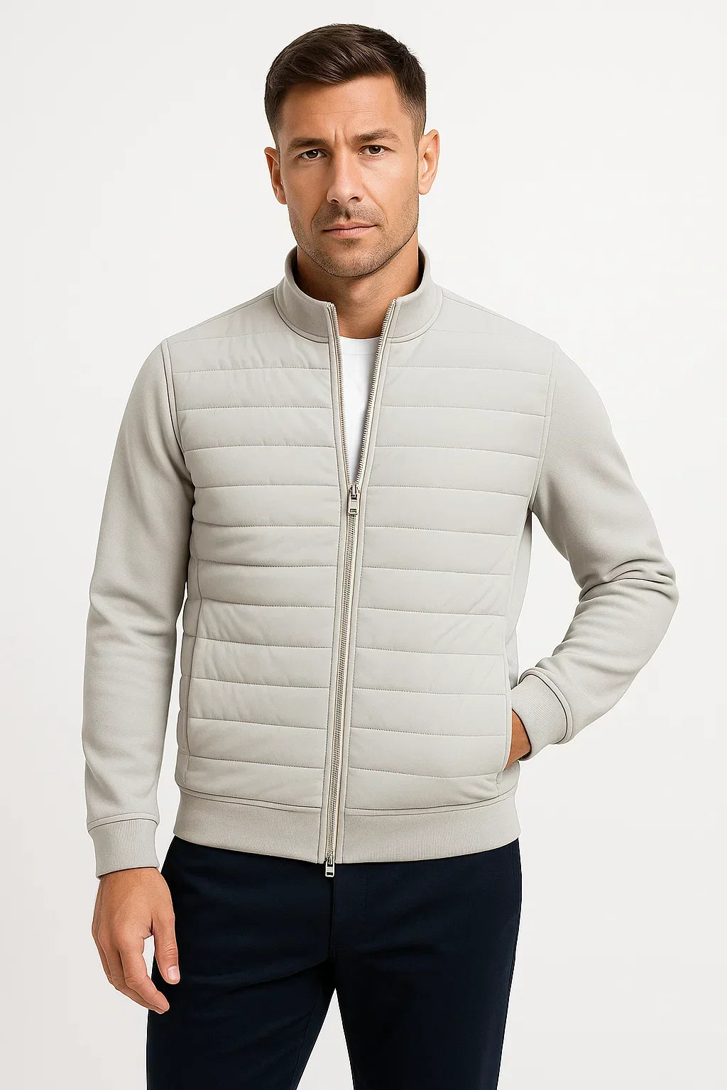 Lunelle | Herenjack Hybrid Gevoerde Gebreide Mouwen Polyester Katoen