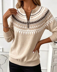 Liverno Mirella | Stickad tröja med nordiskt mönster för dam