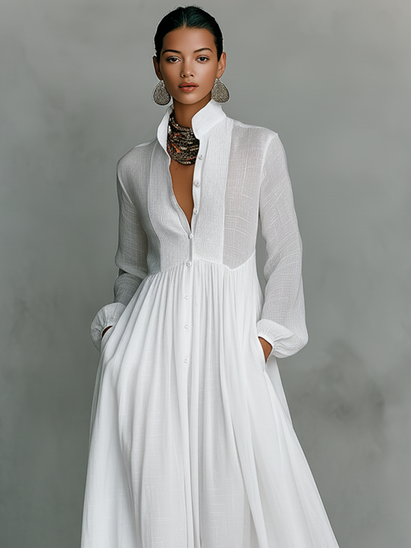 Liverno Clarissa | Elegancka Sukienka Maxi z Bawełny i Lnu