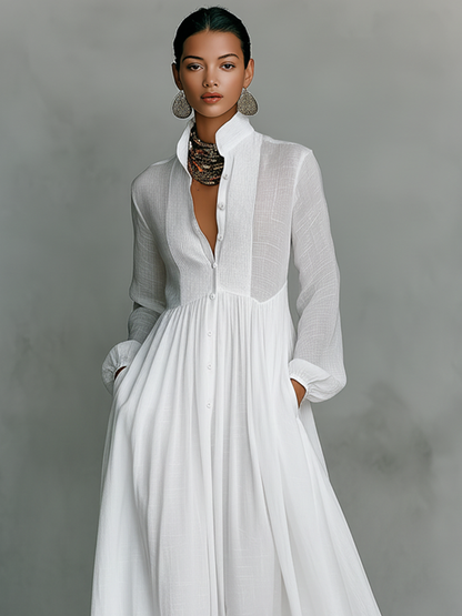 Liverno Clarissa | Elegancka Sukienka Maxi z Bawełny i Lnu