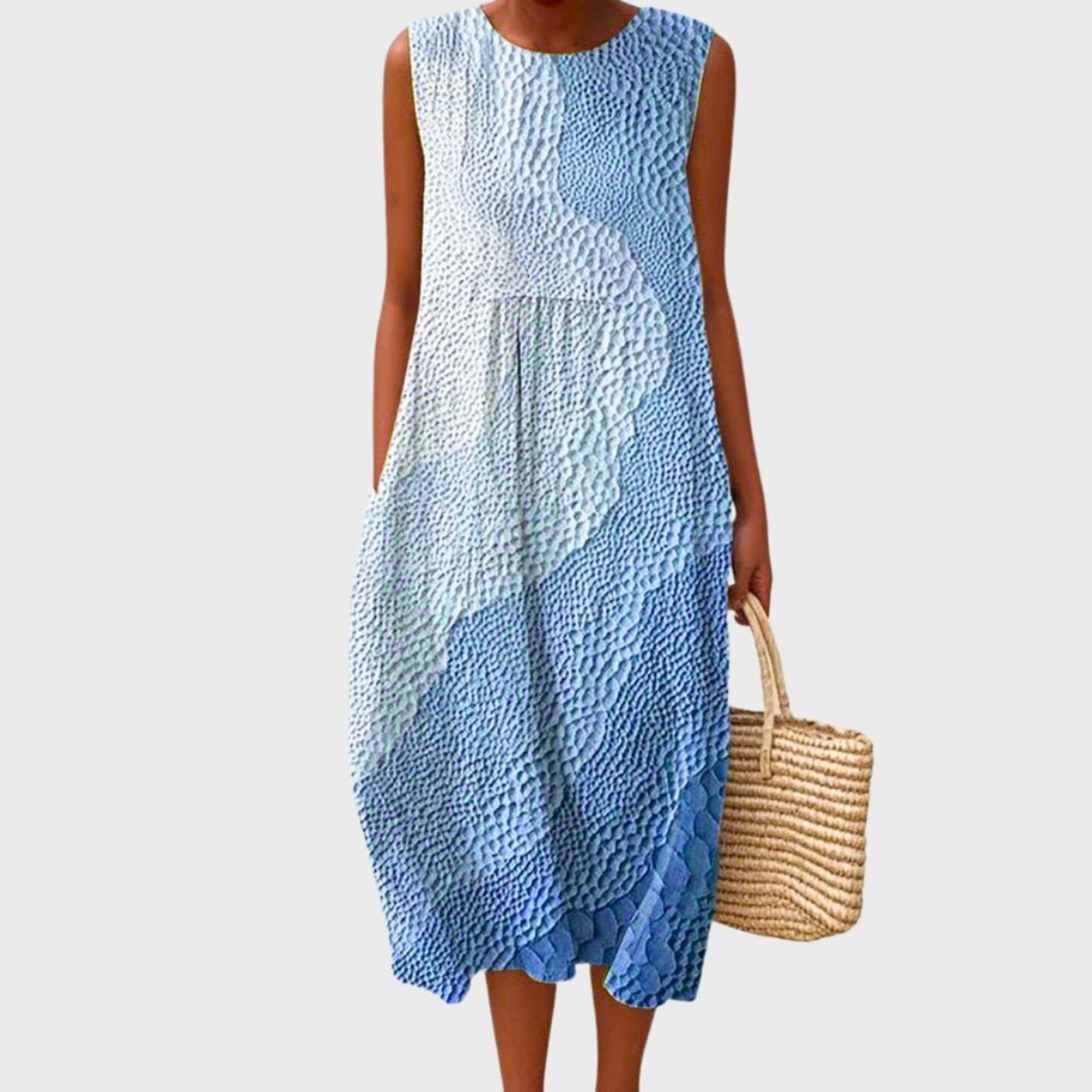 Clara | Damen Ärmellos Linnen Midi-Kleid Relaxed-Fit
