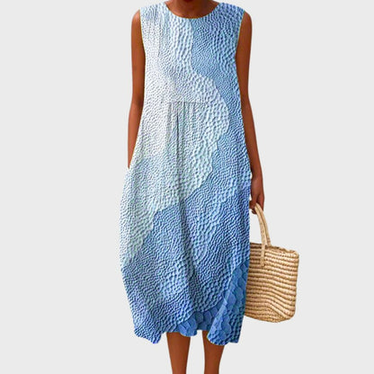 Clara | Damen Ärmellos Linnen Midi-Kleid Relaxed-Fit