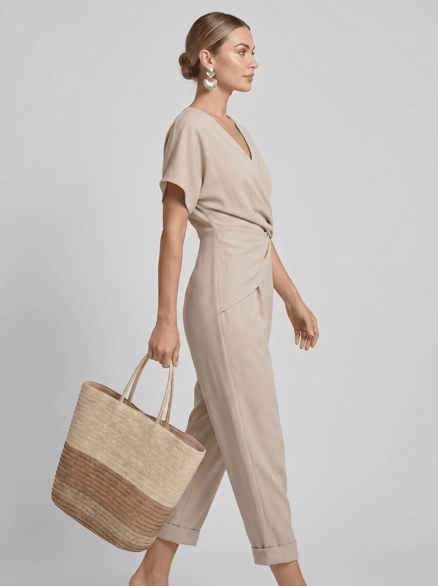Two Piece Set Women Long Sleeve Top Wide Leg Trousers